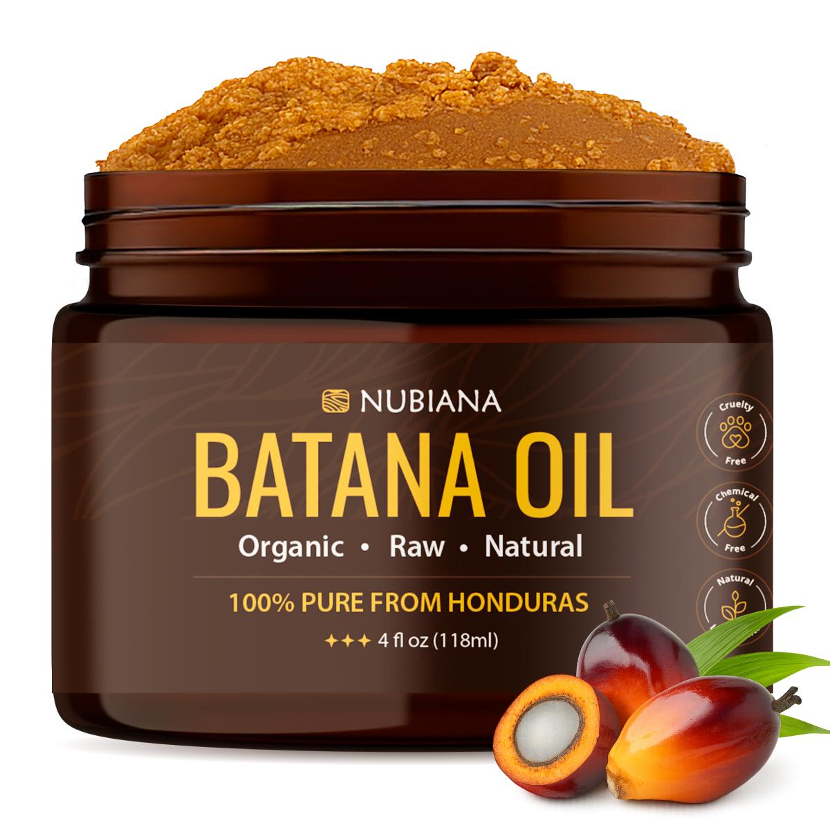 Nubiana - 100% Pure Unrefined Raw Batana Oil from Honduras - Thick Paste for Edges, Eyebrows & Intensive Hair Repair - Hair Growth Treatment - 4oz Jar