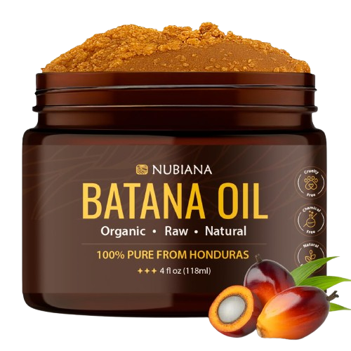 Nubiana - 100% Pure Unrefined Raw Batana Oil from Honduras - Thick Paste for Edges, Eyebrows & Intensive Hair Repair - Hair Growth Treatment - 4oz Jar