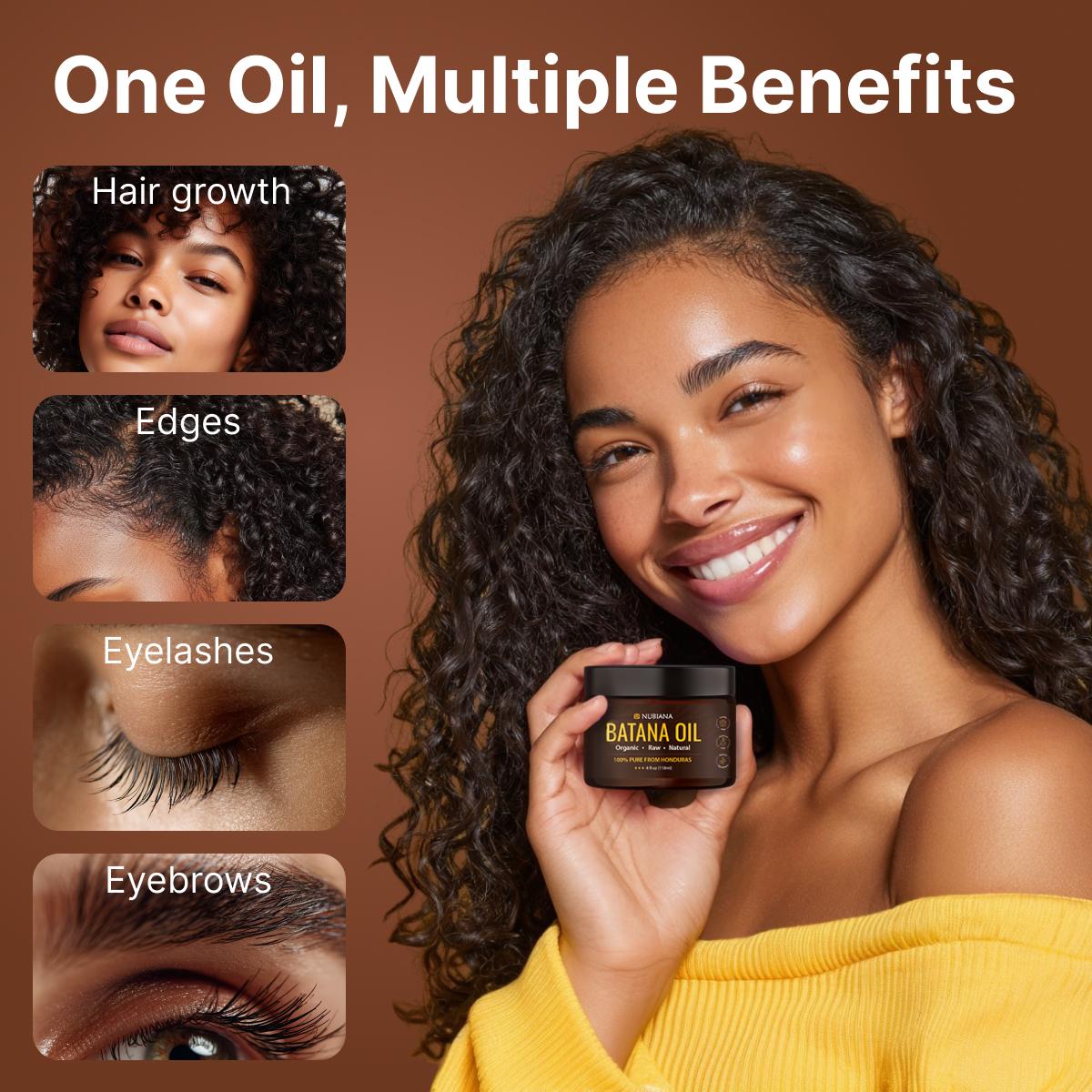 Nubiana - 100% Pure Unrefined Raw Batana Oil from Honduras - Thick Paste for Edges, Eyebrows & Intensive Hair Repair - Hair Growth Treatment - 4oz Jar