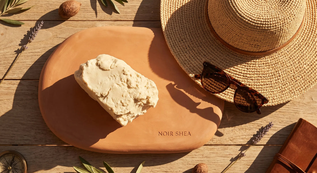 Raw unrefined shea butter used as an antioxidant and after sun recovery treatment