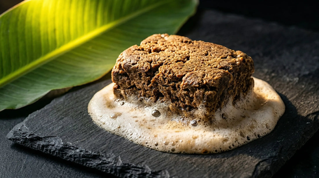 Authentic traditional african black soap used for clearing dark spots and acne