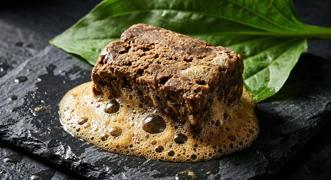Authentic traditional african black soap used for clearing dark spots and hyperpigmentation