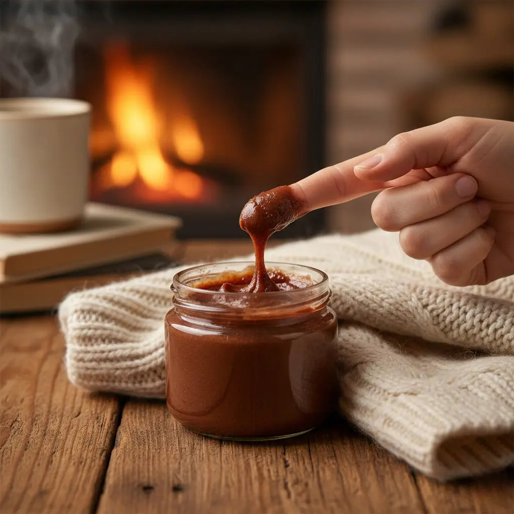 Raw batana paste texture for winter skin protection.