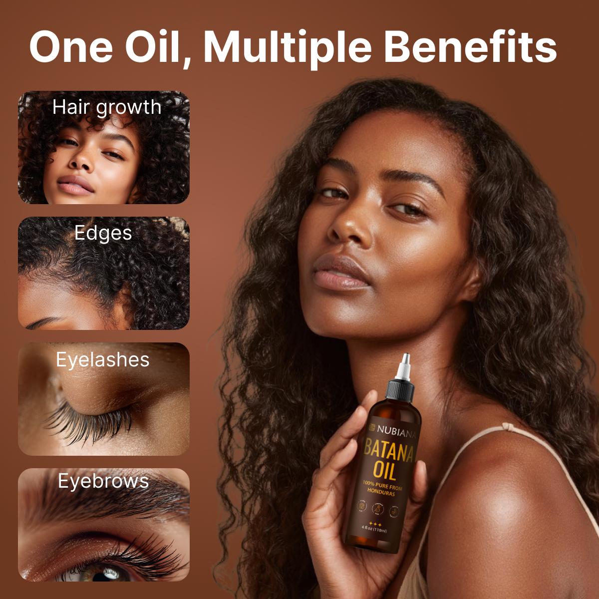 Nubiana - 100% Pure Unrefined Raw Batana Oil from Honduras - Thick Paste for Edges, Eyebrows & Intensive Hair Repair Growth Treatment - 4oz Jar
